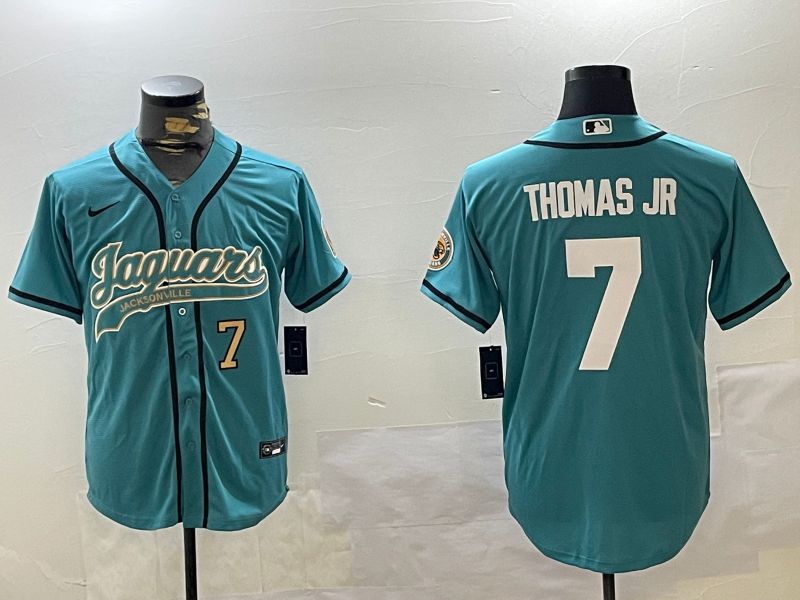 Men Jacksonville Jaguars 7 Thomas jr Green Joint Name 2024 Nike Limited NFL Jersey style 2